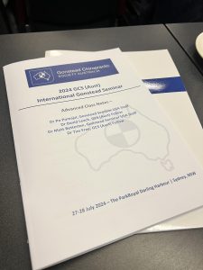 Seminar notes from the Gonstead Seminar in Australia, detailing advanced chiropractic techniques and insights